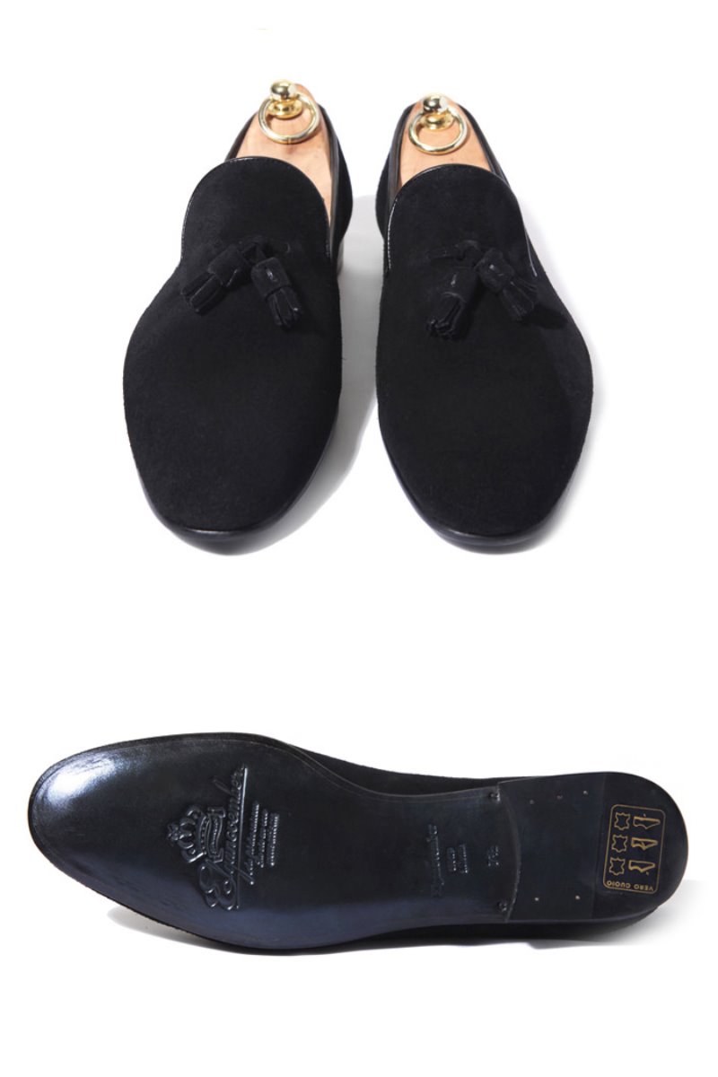 Take344 artisan slipper suede shoes/black