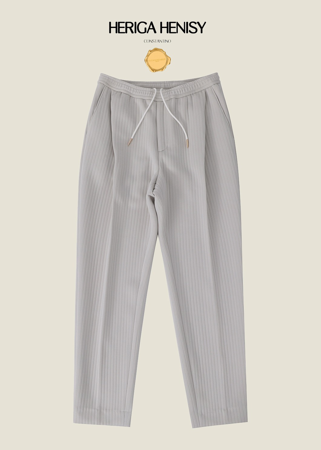 HERIGA Quilt Jacquard Pants-Ivory