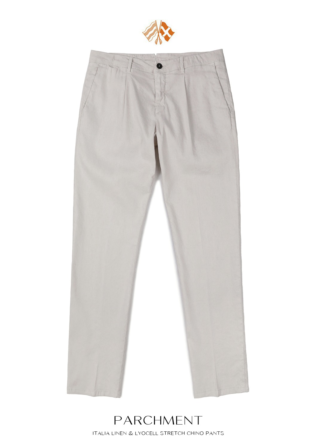 ITALIA LINEN &amp; LYOCELL STRETCH CHINO PANTS-PARCHMENT