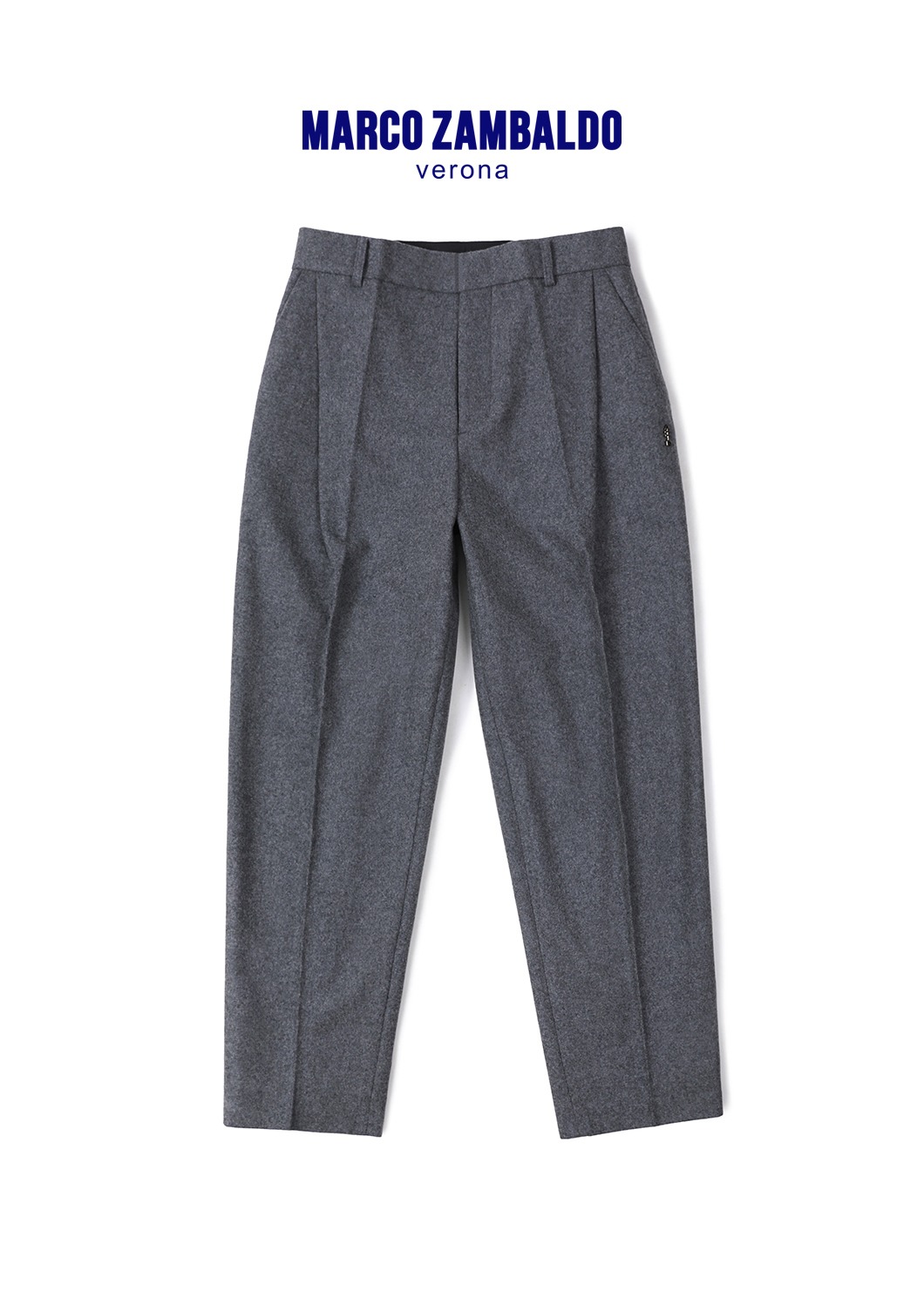 Wide One Tuck Pants-Gray